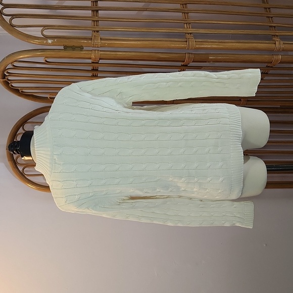 Chaps ivory pullover 1/4 zip cable knit sweater size large preppy Fall Autumn - Picture 6 of 15
